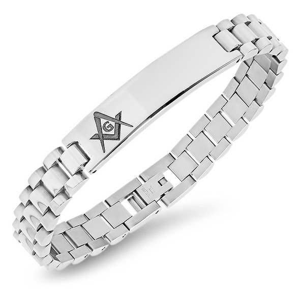Classic Chain Stainless Steel ID Bracelet with Mason Logo